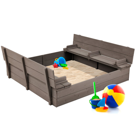 Kids’s Cedar Sandbox with Sand Display and a couple of Benches – 47 x 47 inches