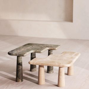 Jada Marble Espresso Desk Set in Mild Emperador and Verde Bosque