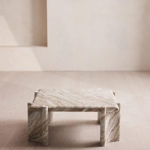 Lorella Espresso Desk in Terra Bianca Marble